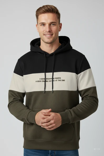 DeepSEA Erkek Dar Kesim Süet Kumaş Sweatshirt – Kapüşonlu & Şık Tasarım Sweatshirt 2608510 ürün görseli 1