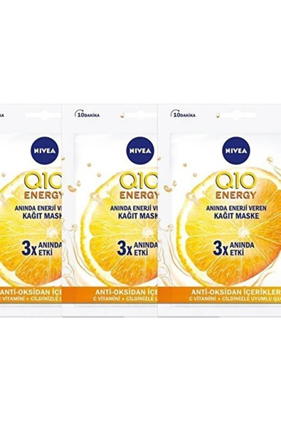 Nivea Q10 Energy Anında Enerji Veren Kağıt Maske - 3 Adet ürün görseli 1
