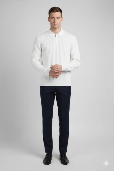 DeepSEA Erkek Slim Fit Polo Yaka Triko Kazak - Yumuşak Dokulu Esnek ve Şık Görünüm 2605305 ürün görseli 1