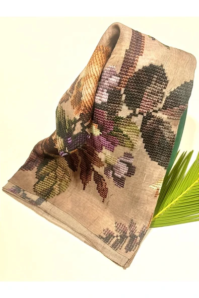 Monalisa Home 90x90 Lüks Figürlü Gösterişli Dökümlü Eşarp ürün görseli 1