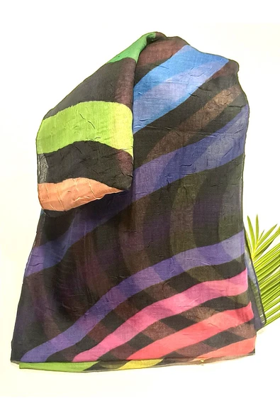 Monalisa Home 90x90 Lüks Figürlü Gösterişli Dökümlü Eşarp ürün görseli 1