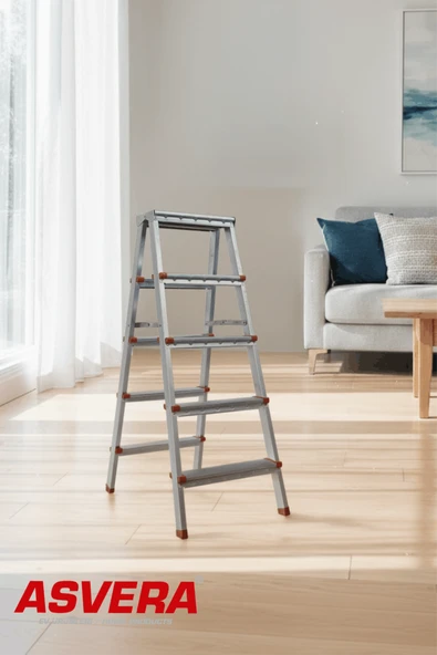 Asvera 5+5 Çift Çıkışlı A Tipi Katlanabilir Profil Merdiven - Çift Taraflı Galvanizli Merdiven - Resim 4