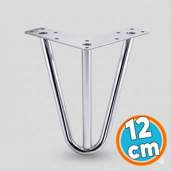 Mobilya Ayağı Üçgen Modern Tasarım Koltuk Sehpa Masa TV Ünitesi Uyumlu 12 cm Krom Gümüş Metal ürün görseli 1