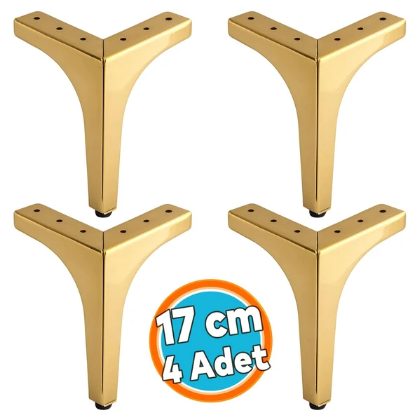 Mobilya Ayağı Dayanıklı Ayak Modern Tasarım Koltuk Sehpa TV Ünitesi 17 cm Gold Altın Metal 4 Adet ürün görseli 1