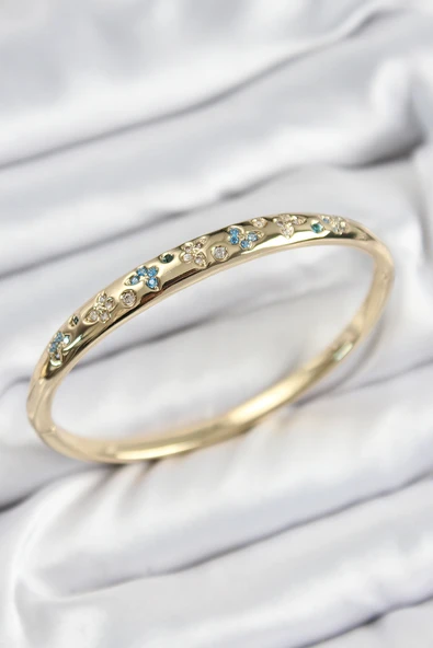 Pirinç Zirkon Taşlı Kelebek Model Gold Renk Kadın Kelepçe - TJ-BB7568 ürün görseli 1