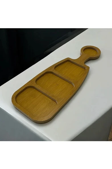3 Bölmeli Ahşap(MDF) Dikdörtgen Sunum Tabağı 40CM ürün görseli 1
