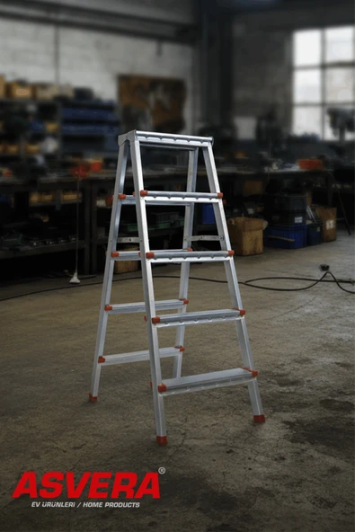 Asvera 5+5 Çift Çıkışlı A Tipi Katlanabilir Profil Merdiven - Çift Taraflı Galvanizli Merdiven - Resim 5