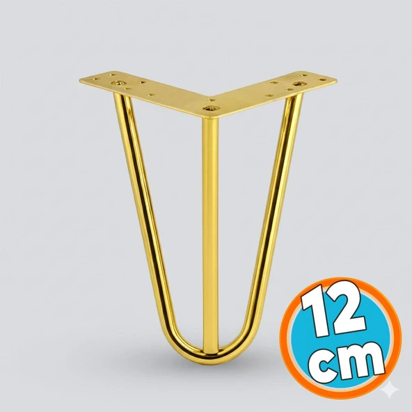 Mobilya Ayağı Üçgen Modern Tasarım Koltuk Sehpa Masa TV Ünitesi Uyumlu 12 cm Gold Altın Metal ürün görseli 1