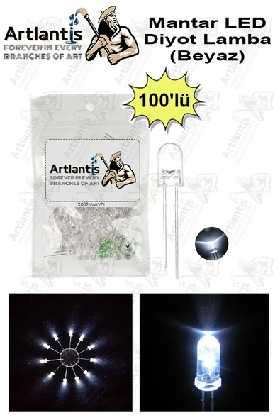 Beyaz Mantar Led Diyot Lamba 100 lü 1 Paket Beyaz 4.8 mm Mini Mantar Led Lamba Deney Bilim Proje Arduino Işığı ürün görseli 1