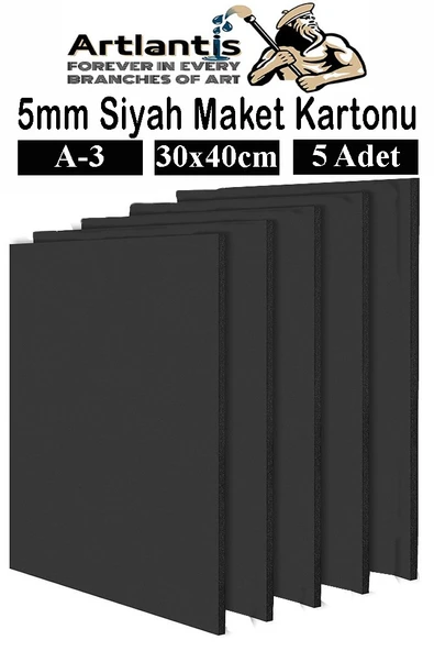 Maket Kartonu Siyah Fotoblok 5 mm A3 30x40 cm 5 Adet Hobi Sanat Okul Köpüklü Straforlu Maket Kartonu Maket Yapımı ürün görseli 1