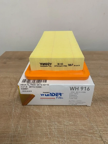 Wunder WH916 Hava Filtresi Hyundai Getz (2002-2010) 1.1 - 1.2 - 1.3 - 1.4 - 1.5 281131C000 ürün görseli 1