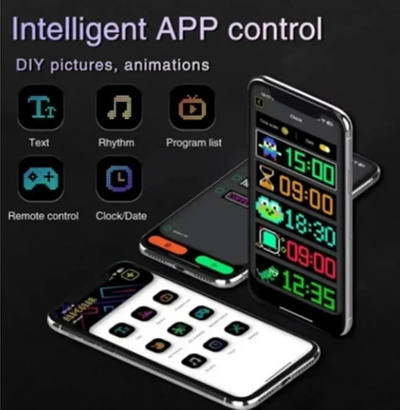 Matrix LED Panel Cama Yapışan Telefon Kontrollü LED Panel Mega Boy 12X60 cm - Resim 3