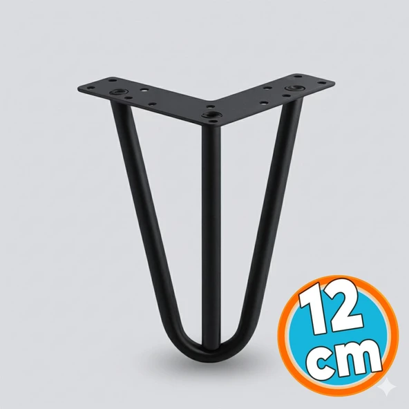 Mobilya Ayağı Üçgen Modern Tasarım Koltuk Sehpa Masa TV Ünitesi Uyumlu 12 cm Siyah Metal ürün görseli 1
