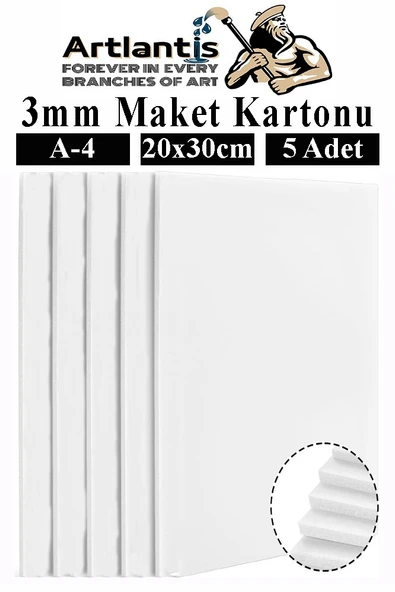 Maket Kartonu Beyaz Fotoblok 3 mm A4 20x30 cm 5 Adet Hobi Sanat Okul Köpüklü Straforlu Maket Kartonu Maket Yapımı ürün görseli 1