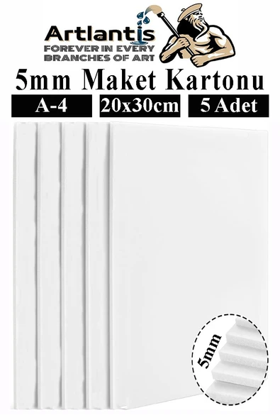 Maket Kartonu Beyaz Fotoblok 5 mm A4 20x30 cm 5 Adet Hobi Sanat Okul Köpüklü Straforlu Maket Kartonu Maket Yapımı ürün görseli 1