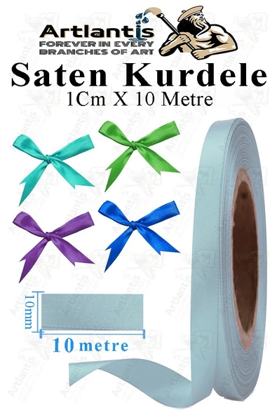 Kurdele Saten 1 Cm 10 Metre 1 Adet Saten Kurdela Parlak Hediye ve Süsleme Şeridi Süs Paketleme Çiçek Saç El Sanatı ürün görseli 1