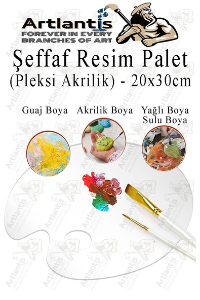 Pleksi Akrilik Resim Paleti 20x30 3mm 1 Adet Oval Palet Plastik Şeffaf Resim Boya Paleti Orta Boy Boyama Tepsisi ürün görseli 1