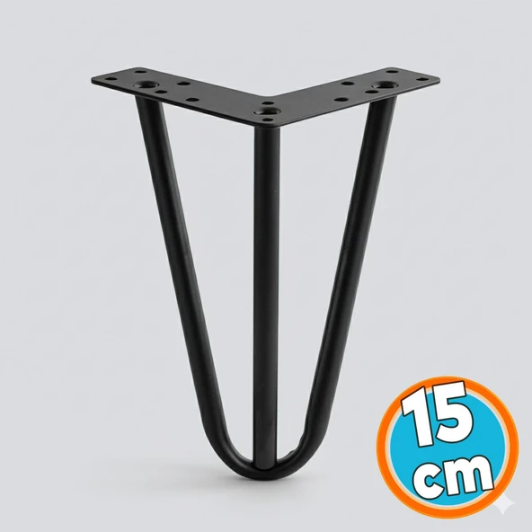 Mobilya Ayağı Üçgen Modern Tasarım Koltuk Sehpa Masa TV Ünitesi Uyumlu 15 cm Siyah Metal ürün görseli 1