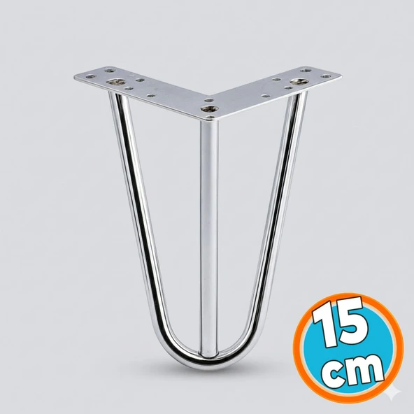 Mobilya Ayağı Üçgen Modern Tasarım Koltuk Sehpa Masa TV Ünitesi Uyumlu 15 cm Gümüş Krom Metal ürün görseli 1