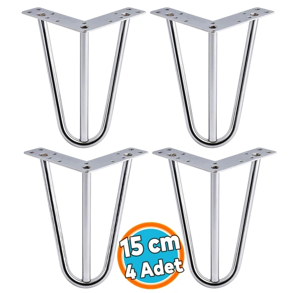 4 Adet Mobilya Ayağı Üçgen Modern Tasarım Koltuk Sehpa Masa TV Ünitesi Uyumlu 15 cm Gümüş Krom Metal ürün görseli 1