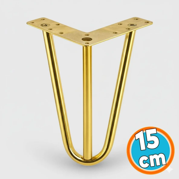 Mobilya Ayak Ayağı Üçgen Modern Tasarım Koltuk Sehpa Masa TV Ünitesi 15 cm Gold Altın Metal ürün görseli 1