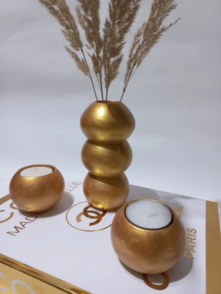 BALON VAZO İKİLİ MUMLUK SET RANDOM DEKOR - Resim 4