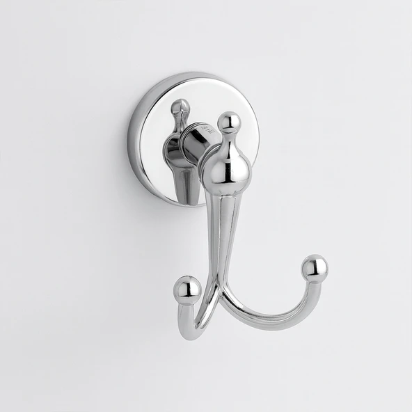 Dolce Krom Gümüş İkili Askılık Vidalı Paslanmaz Metal Duvar Askısı Banyo Wc Mutfak İçin Dayanıklı ürün görseli 1