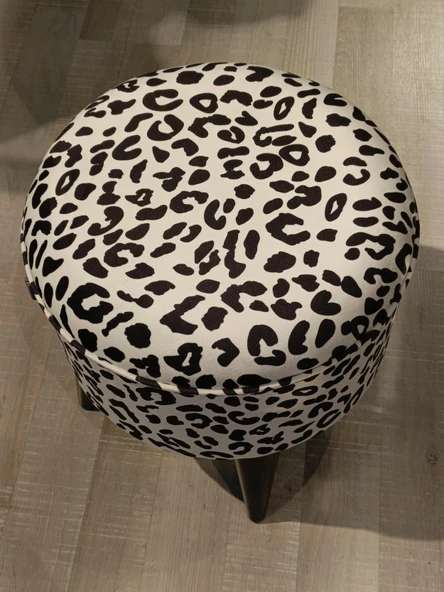 MERCAN MOBİLYA LEOPAR DESENLİ  PUF BENCH YUVARLAK PUF ürün görseli 1