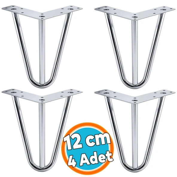 4 Adet Mobilya Ayağı Üçgen Modern Tasarım Koltuk Sehpa Masa TV Ünitesi Uyumlu 12 cm Krom Gümüş Metal ürün görseli 1