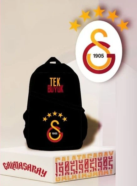 Galatasaray 5 Yıldız Detaylı Koleksiyon Siyah Sırt Çantası ürün görseli 1