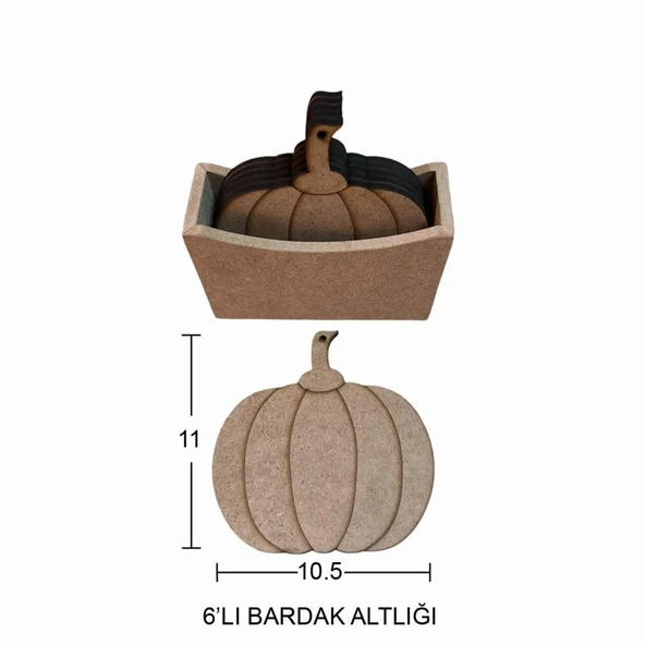 Ahşap Balkabağı Bardak Altlığı 11x10,5cm L393 ürün görseli 1