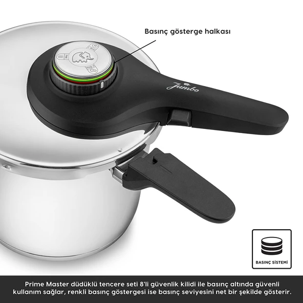 Jumbo Prime Master 6 Litre Düdüklü Tencere - Resim 7