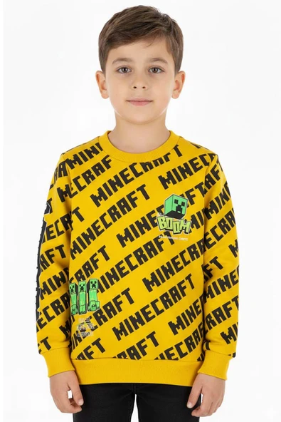 Erkek Çocuk Sweatshirt Minecraft Baskılı - Resim 3