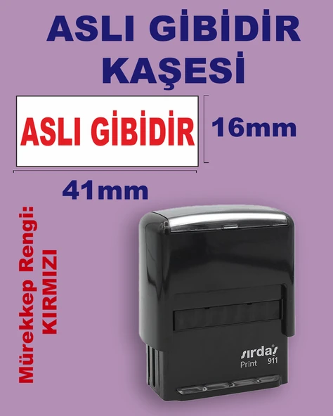 Aslı Gibidir Kaşesi, 911 (41mmx16mm) Kırmızı Keçeli Otomatik Kaşe ürün görseli 1