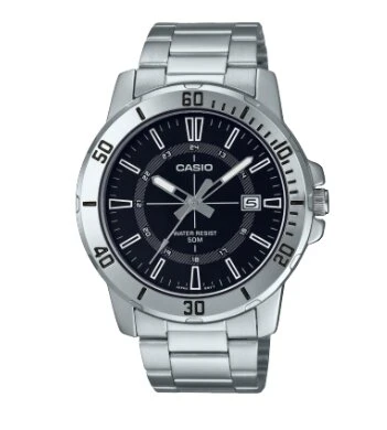 Casio MTP-VD01D-1CVUDF Quartz Çelik Gri Siyah Kadran 45 mm Erkek Kol Saati ürün görseli 1