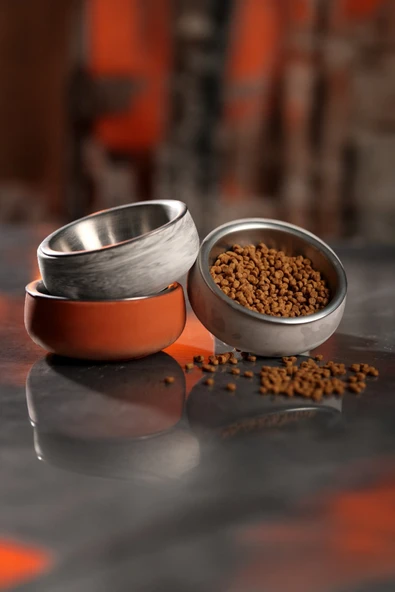 Betonmall Beton Kedi ve Köpek Mama ve Su Kabı  Paslanmaz Çelik İç Hazneli, Devrilmez ve Hijyenik Besleme Kabı ürün görseli 1
