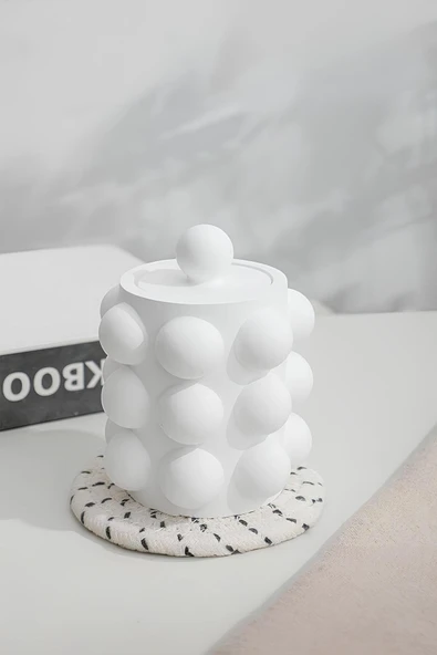 Betonmall El Yapımı Kapaklı Bubble Beton Kavanoz  Kalemlik, Kaşıklık, Diş Fırçalık, Organizer ürün görseli 1