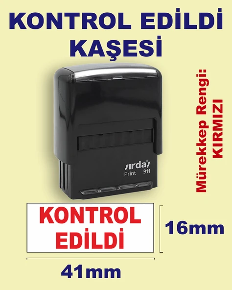 Kontrol Edildi Kaşesi, 911 (41mmx16mm) Kırmızı Keçeli Otomatik Kaşe ürün görseli 1