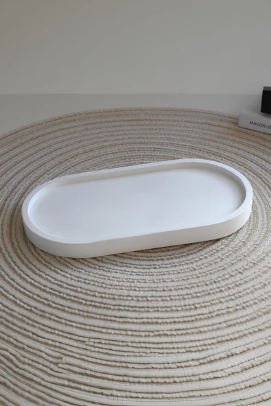 Betonmall Beton Gri Oval Tepsi  El Yapımı Modern Takı, Mum ve Aksesuar Düzenleyici ürün görseli 1