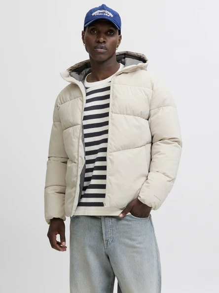 JACK JONES Erkek Kolu Yazı Baskılı Şişme Mont 12283517 ürün görseli 1