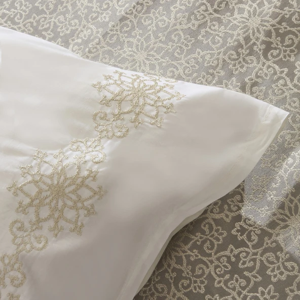 Karaca Home Rosette 8 Parça Çift Kişilik Çeyiz Seti Antrasit - Resim 8