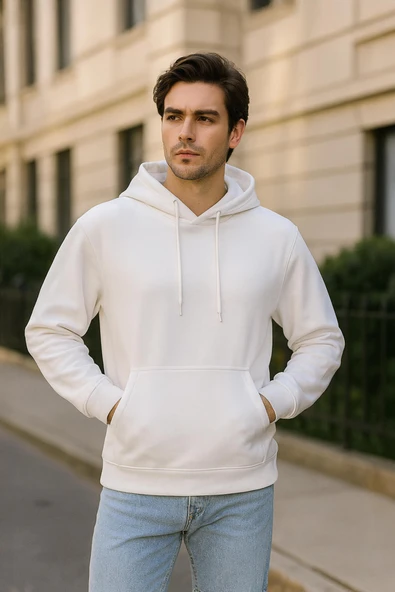Erkek Kapüşonlu Cepli İçi Polarlı Sweatshirt ürün görseli 1