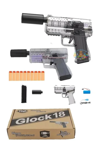 Şarjlı Otomatik Sünger Atan Susturuculu Glock Tabanca D3 ürün görseli 1