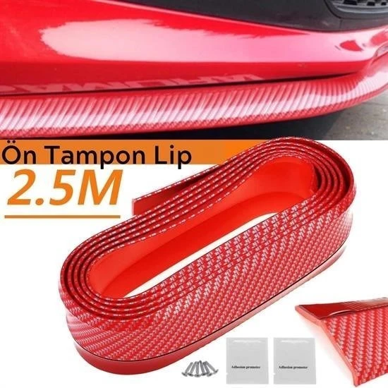 OLLEVRA Araba Oto Ön Tampon Koruyucu Kauçuk Pratik Tampon Şerit Bant Döşeme Kiti Kırmızı 2,5 Metre ürün görseli 1