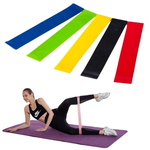 OLLEVRA 5li Egzersiz Direnç Bant Seti Pilates Crossfit Ekipmanları ürün görseli 1