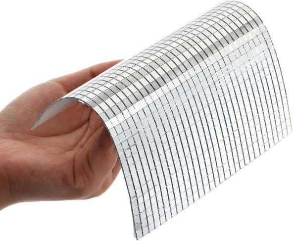 OLLEVRA Kare Silver Cam Mozaik 30x30 cm Fayans Çıkartmaları El İşi Kare Cam Fayans Kendinden Yapışkanlı Aynalı Dekor Panel ürün görseli 1