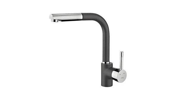 TEKA ARK 938 METALİK SİYAH KROM SPİRALLİ MUTFAK EVYE BATARYASI ürün görseli 1