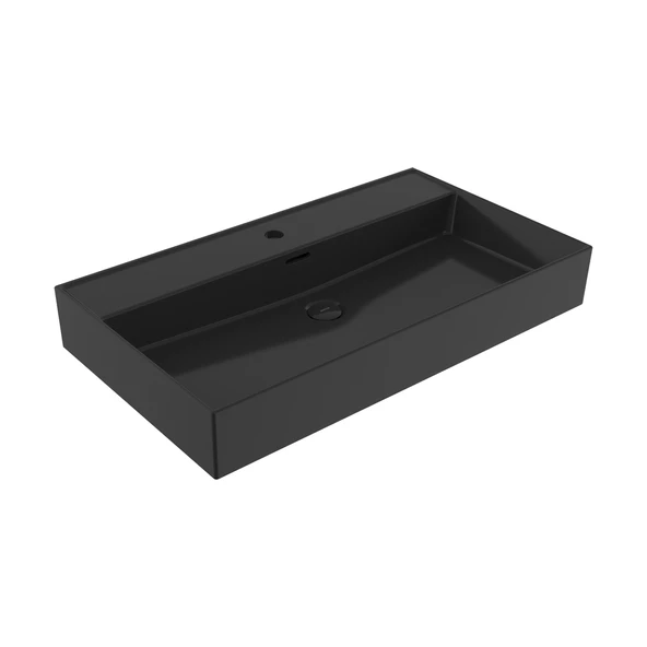 Bocchi Milano Tezgah Üstü Lavabo 80 cm Parlak Siyah 1377-005-0126 ürün görseli 1