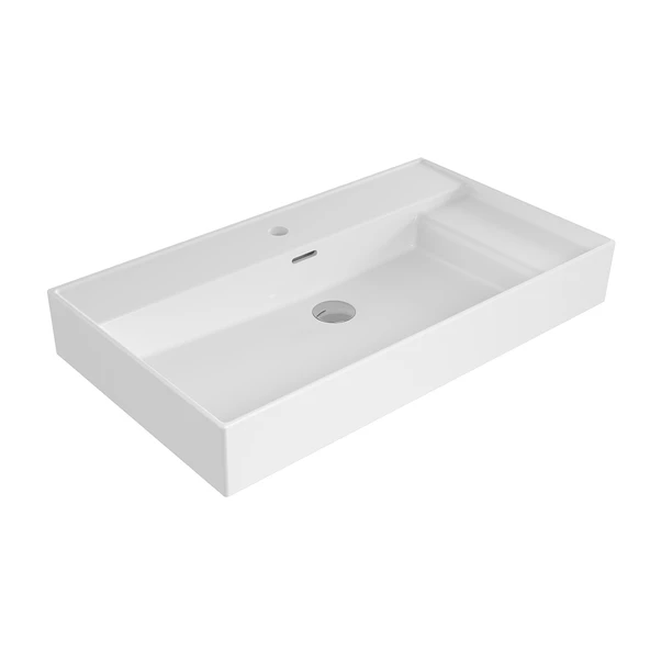 Bocchi Milano 80 cm Sağdan Etajerli Lavabo Parlak Beyaz 1537-001-0126 ürün görseli 1