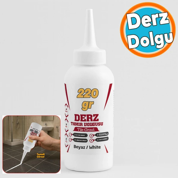 Hazır Derz Dolgu Fayans Seramik Mermer Yer Zemin için Tamir Yenileme Dolgusu Beyaz Renk (220 Gr) ürün görseli 1